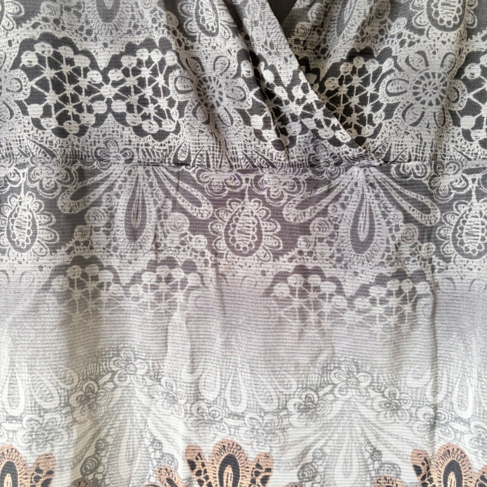 Vintage Lizwear Y2K Whimsigoth Mesh Overlay Surplice Top Ombre Lace Paisley XL - Picture 4 of 6